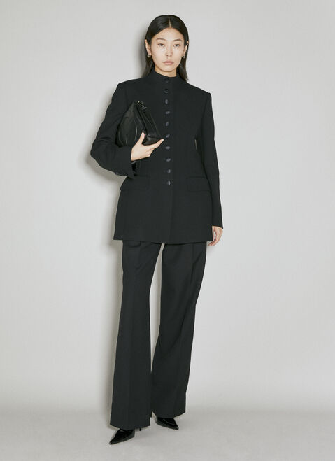 Dolce & Gabbana Long Single-Breasted Wool Cady Jacket Black dol0254021