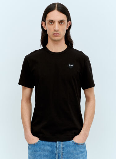 Comme Des Garçons PLAY 로고 패치 티셔츠 블랙 cpl0356003