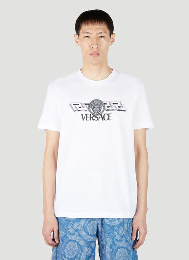 Versace 로고 프린트 티셔츠 화이트 ver0151004