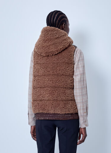 LN-CC® - Moncler Grenoble: Shearling Hooded Gilet - Beige Moncler Grenoble Shearling Hooded Gilet Beige mog0265017