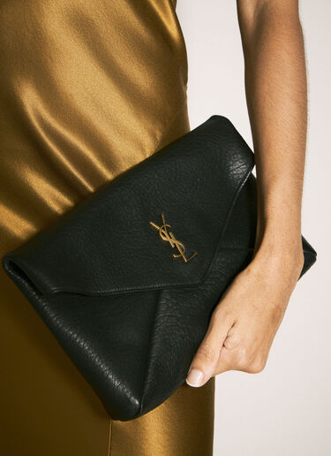 Saint Laurent Cassandre Large Envelope Pouch Black sla0257108