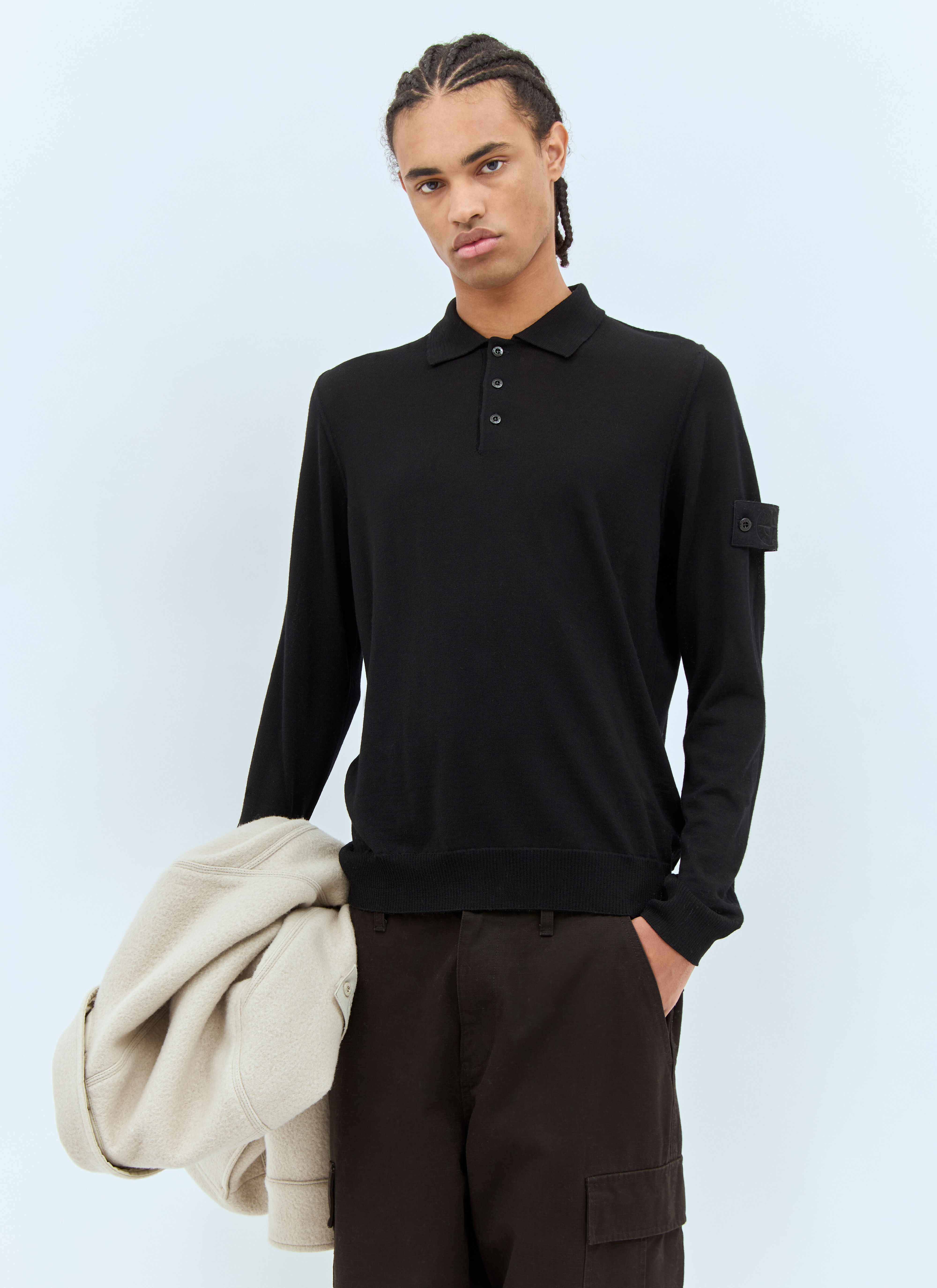 Stone Island Men's' Ghost Polo Sweater in Black | LN-CC®