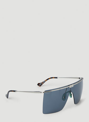 Gucci Oversized Rectangle Frame Sunglasses Silver guc0348003