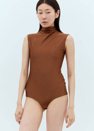 Sportmax Shiny Lycra Bodysuit Beige spx0259001