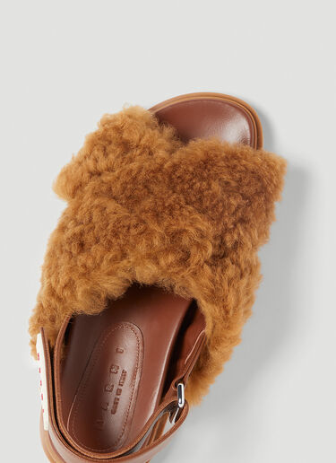 Marni Fussbett Shearling Sandals Brown mni0253042