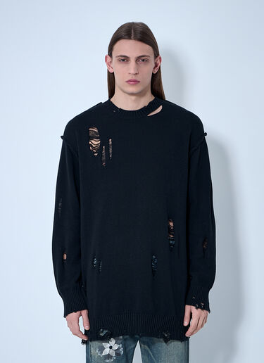 Yohji Yamamoto 仿旧针织毛衣  黑色 yoy0160007