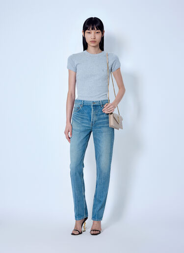 Saint Laurent Mid-Rise Straight Jeans Blue sla0265005