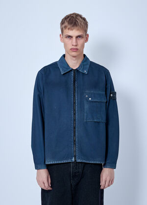 Stone Island Zip-Front Overshirt with Patch Pocket Blue sto0165103