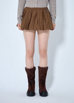 Miu Miu Pleated Gingham Check Mini Skirt Brown miu0265011