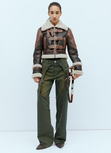 ベルト装飾ムートンジャケット Blumarine ベルト装飾ムートンジャケット ブラウン blm0254006