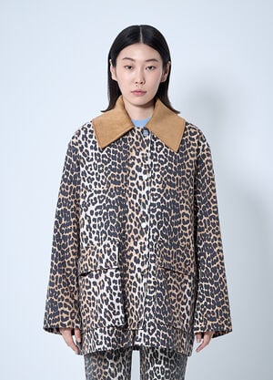 GANNI Printed Canvas Jacket Brown gan0260006