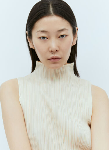 Pleats Please Issey Miyake 하이넥 플리츠 탑 베이지 plp0255013