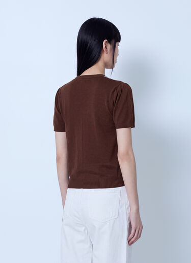 GANNI Light Cotton Argyle T-Shirt Brown gan0265009