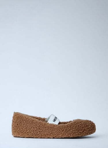Moon Boot Shearling Ballerina Flats Brown mnb0363001
