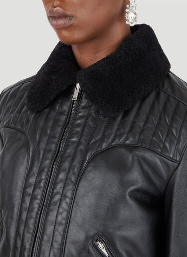 Saint Laurent Shearling Leather Jacket Black sla0245015