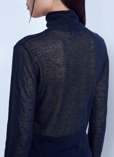 LN-CC® - Issey Miyake: Sheer Turtleneck Sweater - Blue Issey Miyake Sheer Turtleneck Sweater Blue ism0265009