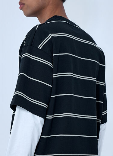 Comme des Garçons Homme Striped Cotton Jersey T-Shirt Black cdh0164003