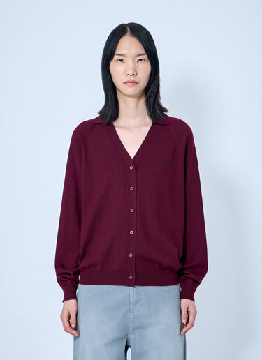 Miu Miu Knit Cardigan with Logo Bordeaux miu0265014