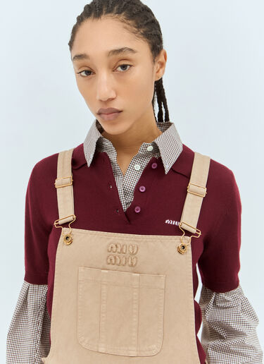 Miu Miu Logo Embossed Overalls Beige miu0255001
