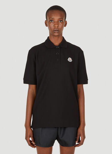 Moncler Logo Patch Polo Shirt in Black LN CC