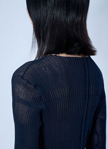 Yohji Yamamoto Rib Tuck D Round Neck Top Navy yoy0264006