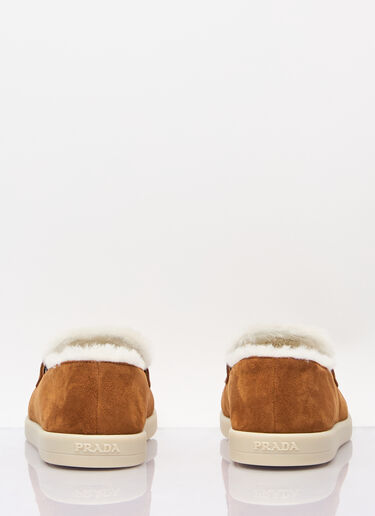 Prada Suede And Shearling Loafers Brown pra0258028