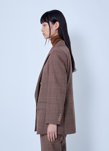 LN-CC® - Max Mara: Double-Breasted Checked Blazer - Brown Max Mara Double-Breasted Checked Blazer Brown max0266018