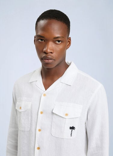 Palm Angels Palm Tree Bowling Shirt White pma0166004