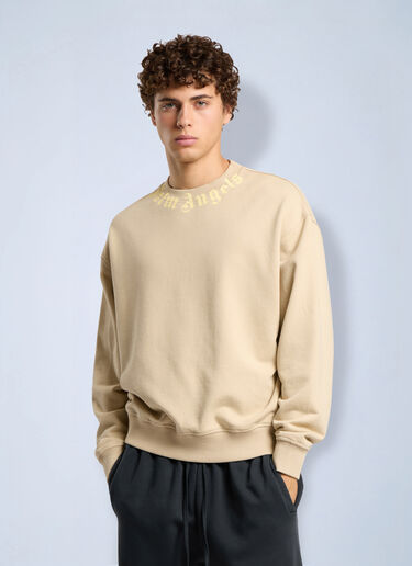 Palm Angels Neck Logo Regular Crew Beige pma0166276