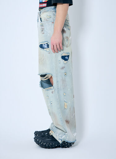 Vetements Trashed Baggy Jeans Light Blue vet0160003