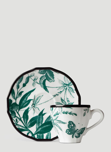 Gucci Herbarium Coffee Cup and Saucer Set Green wps0638365