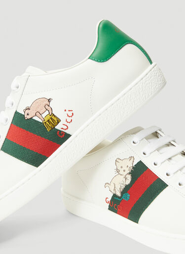 Gucci Embroidered Ace Sneakers White guc0241085