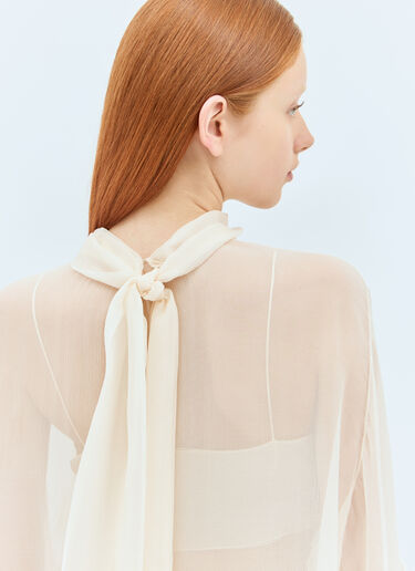 Chloé High-Low Ruffle Top Cream chl0258004