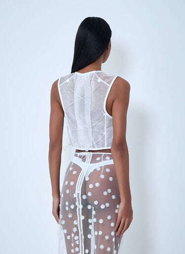 Cecilie Bahnsen Sheer Overlay Top White cec0262026