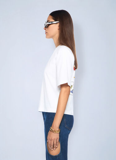 Embroidered Flowers Boxy Logo T-Shirt Off-White Embroidered Flowers Boxy Logo T-Shirt White ofw0262040