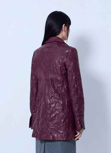 LN-CC® - Miu Miu: Textured Leather Coat - Burgundy Miu Miu Textured Leather Coat Burgundy miu0266119