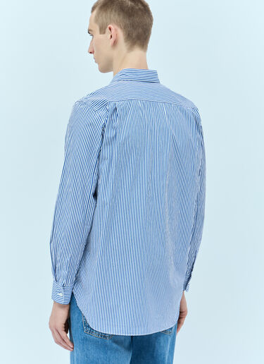 Comme Des Garçons PLAY Logo Patch Striped Shirt Blue cpl0355020