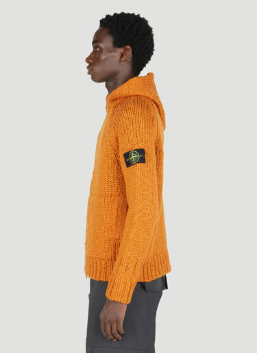 Stone Island Wool Knit Zip Up Sweater Orange sto0154060