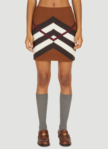 Burberry Kiri Chevron Knit Mini Skirt Brown bur0249031