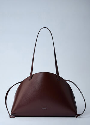 Jil Sander Leather Curve Shoulder Bag Brown jil0259015