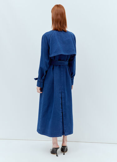 Max Mara Canvas Double-Breasted Trench Coat Blue max0256050