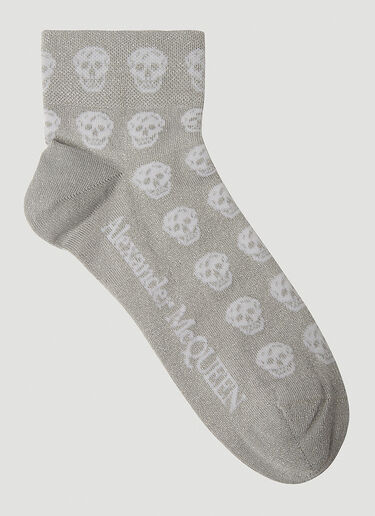 Alexander McQueen Short Skull Socks Silver amq0248039