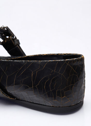 Miu Miu Crackled Leather Ballerina Shoes Brown miu0259022
