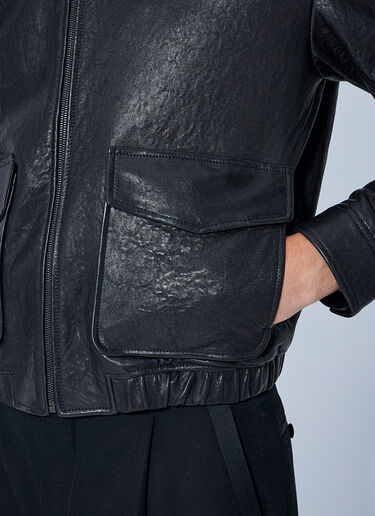 LN-CC® - Saint Laurent: Zip-Front Leather Jacket - Black Saint Laurent Zip-Front Leather Jacket Black sla0164012