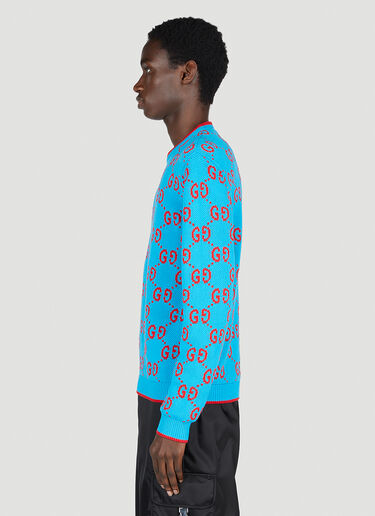 Gucci Logo Intarsia Sweater Blue guc0153005
