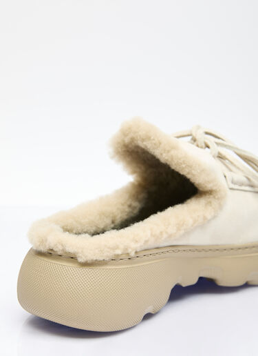 Burberry Stony 绒面革和羊毛皮穆勒鞋 米色 bur0255057
