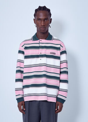 Lacoste Runway Loose Fit Striped Piqué Polo Shirt Pink lac0366001