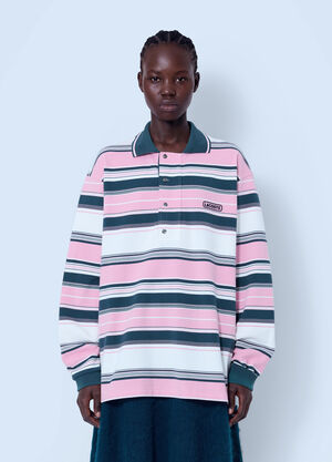 Lacoste Runway Loose Fit Striped Piqué Polo Shirt Pink lac0366001