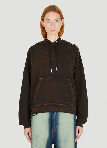 Eckhaus Latta Logo Print Hooded Sweatshirt Brown eck0351002