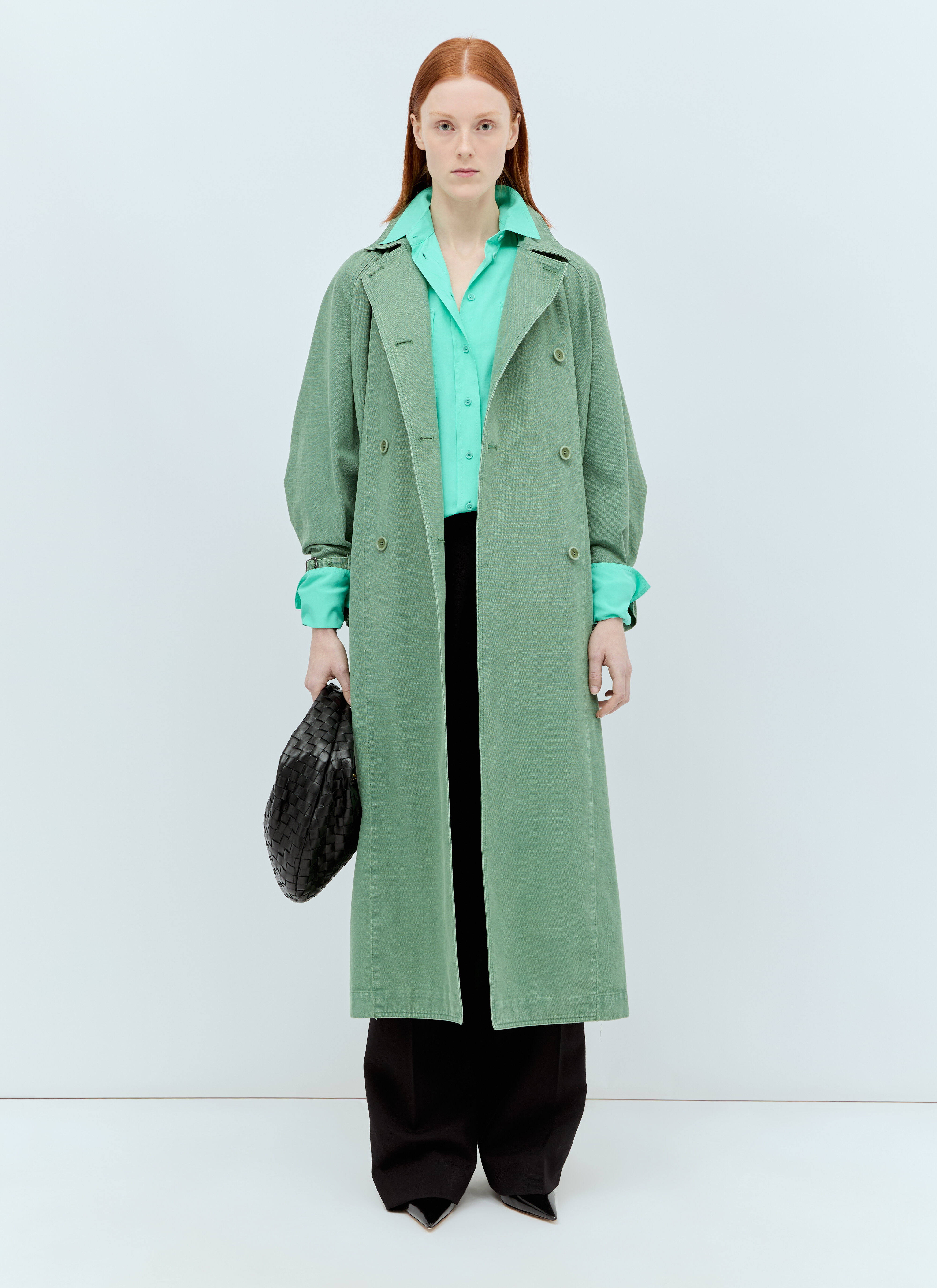 Max Mara Women s Canvas Oversized Trench Coat in Green LN CC
